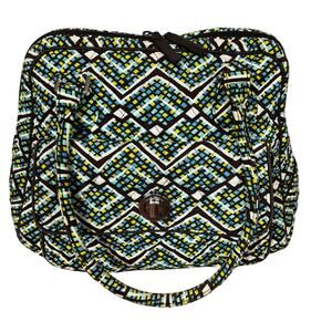 Vera Bradley purse green blue white brown quilted cotton casual shoulder bag